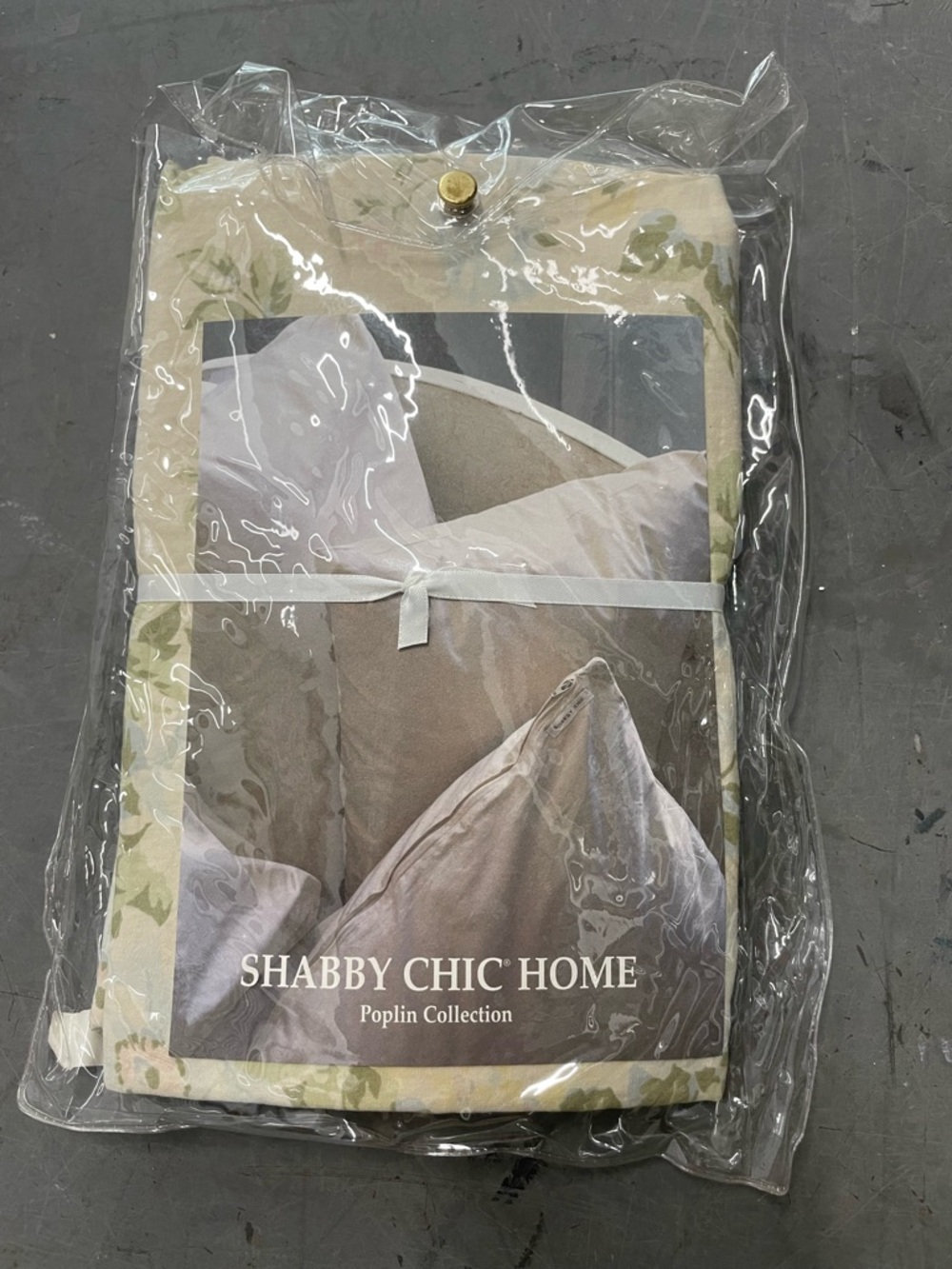 Shabby Chic Floral Poplin Pillow Shams in Cream and Olive